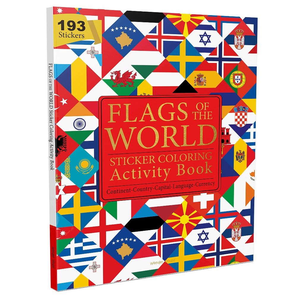 Flags of the world sticker coloring activity book â