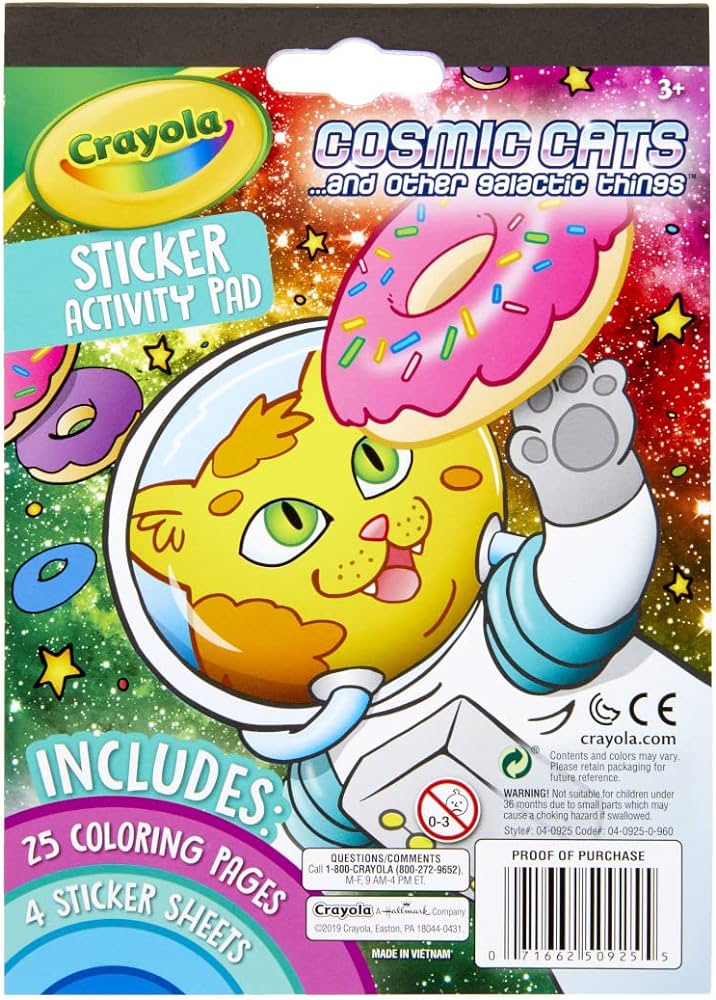 Crayola sticker activity coloring pad cosmic cats cat coloring pages sticker sheets gift for kids