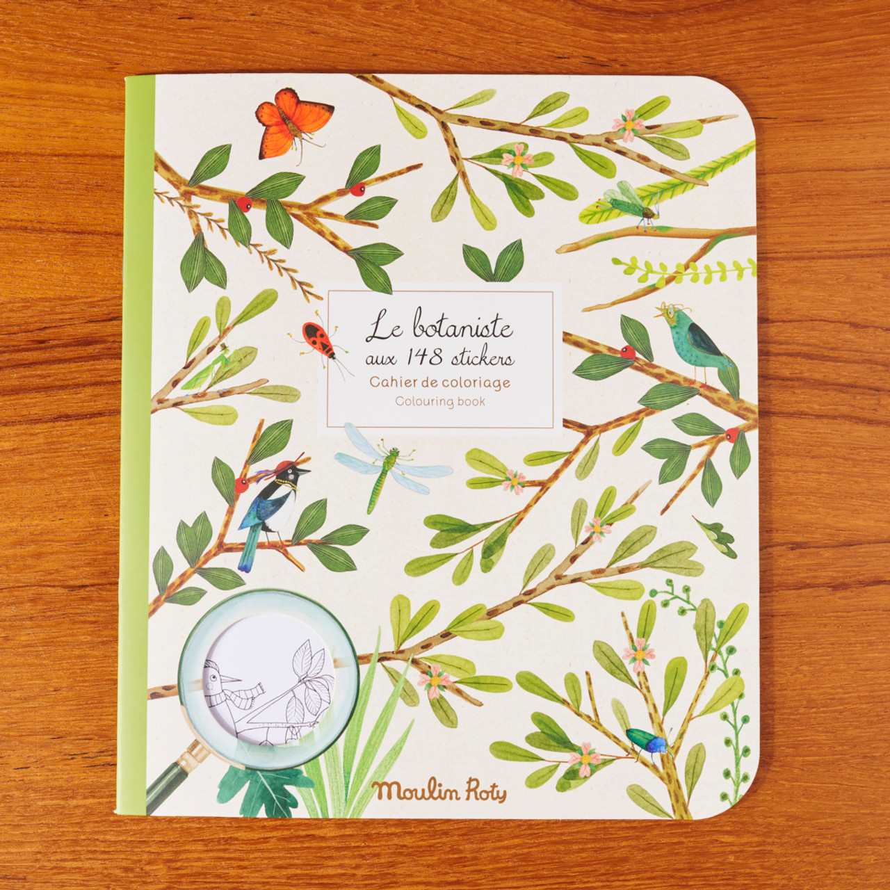 Botanist garden theme coloring sticker book by moulin roty