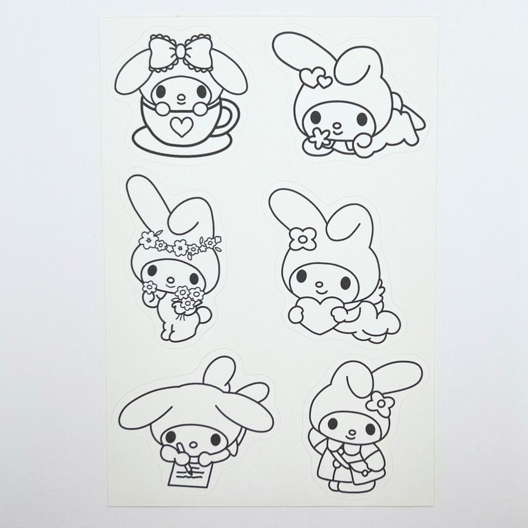 Pc character colouring stickers sanrio colouring stickers hobbies toys stationery craft handmade craft on