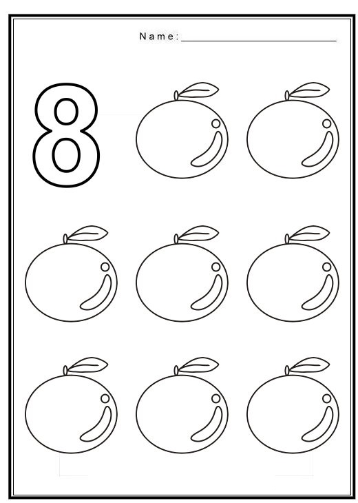 Free coloring pages of numbers with fruits crafts and worksheets for preschooltoddler and kindergarten