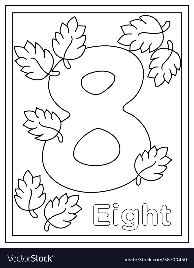 Eight coloring page royalty free vector image