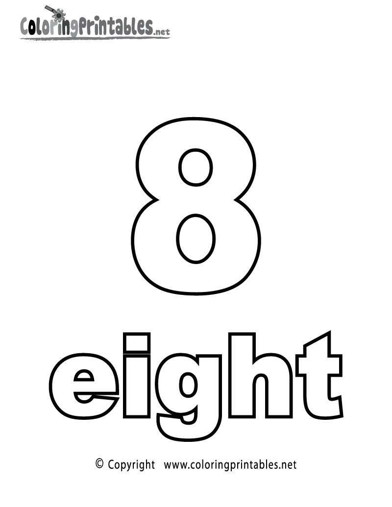 Free printable number eight coloring page