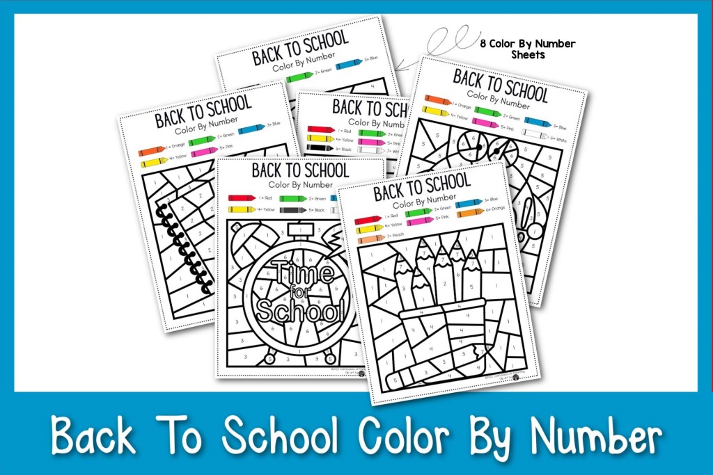 Back to school color by number