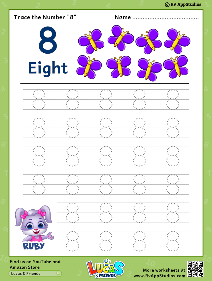 Trace number worksheet for free for kids