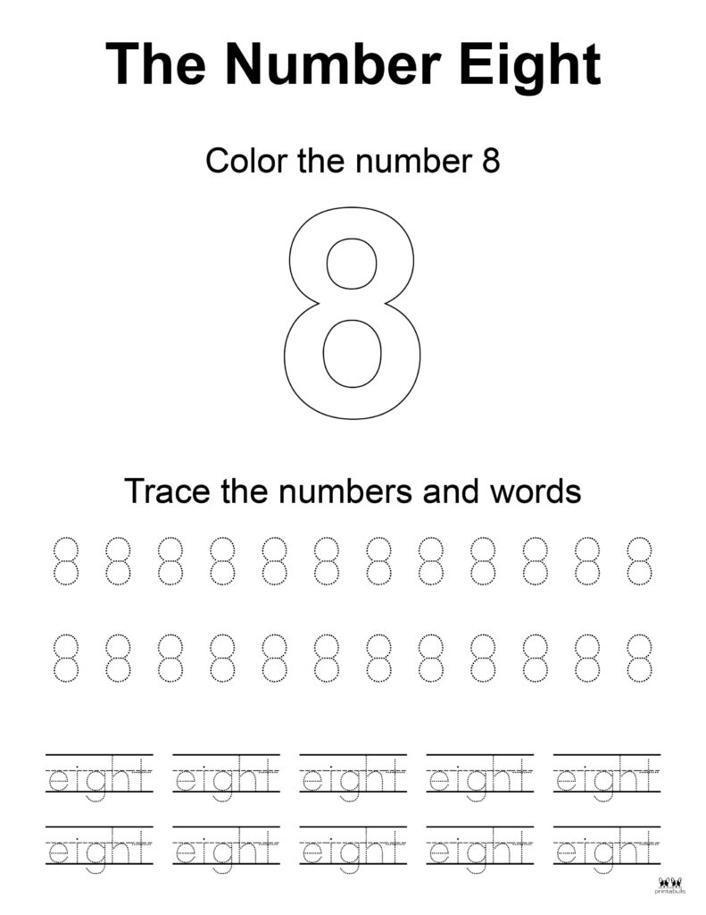 Number tracing worksheets