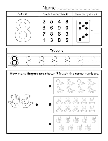 Premium vector printable number tracing worksheet for practice counting and writing in kindergarten student