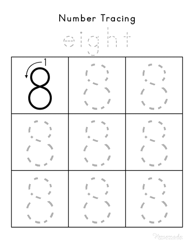 Free printable number tracing worksheets