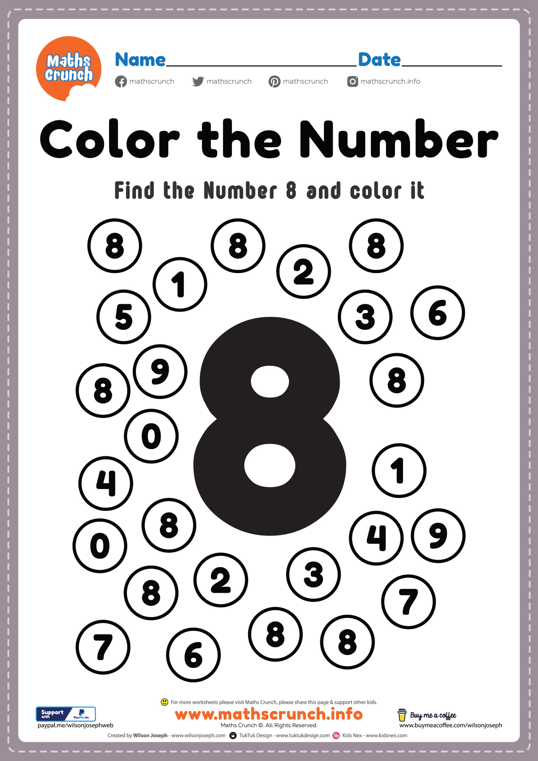 Number worksheets for kindergarten