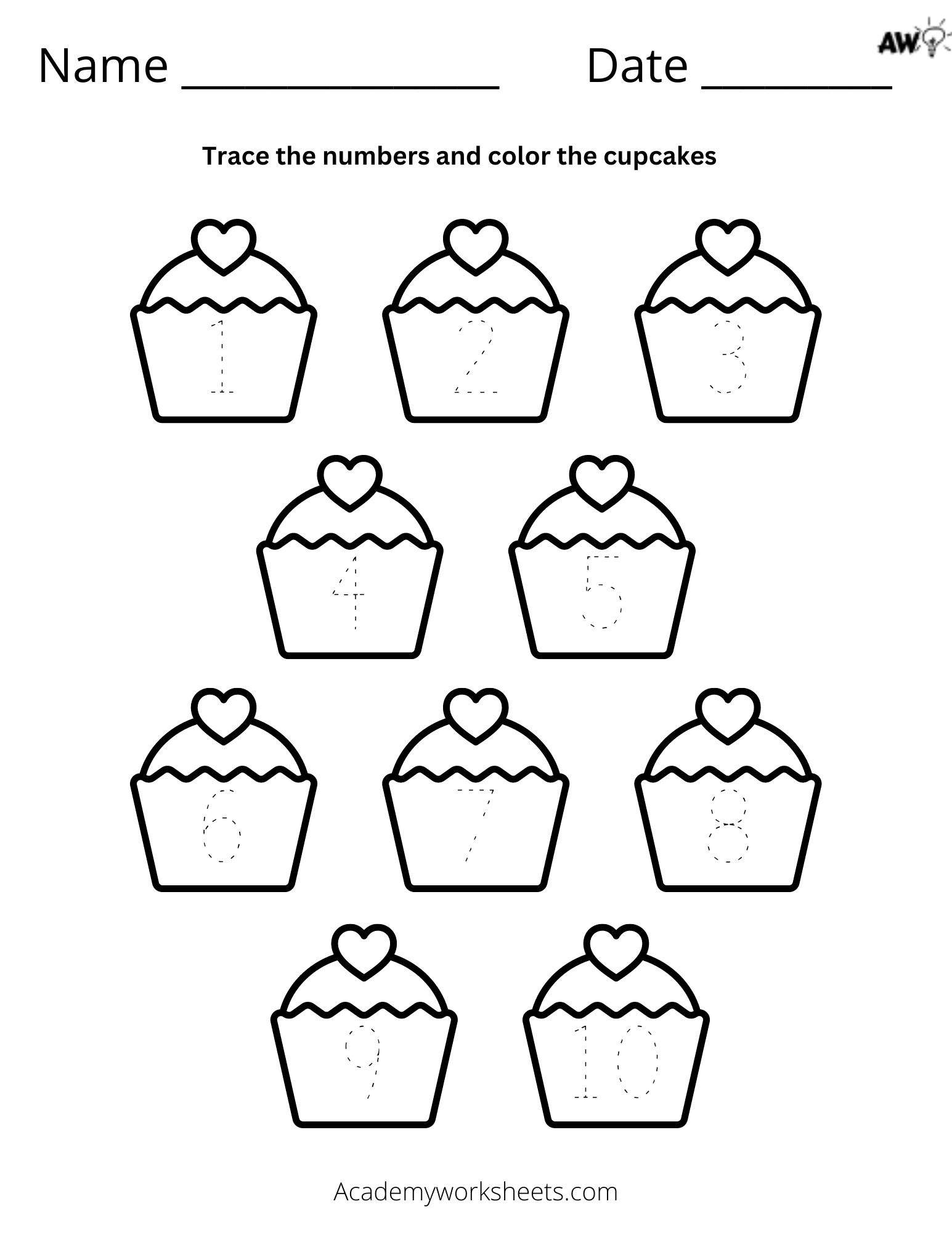 Free practicing numbers writing worksheet