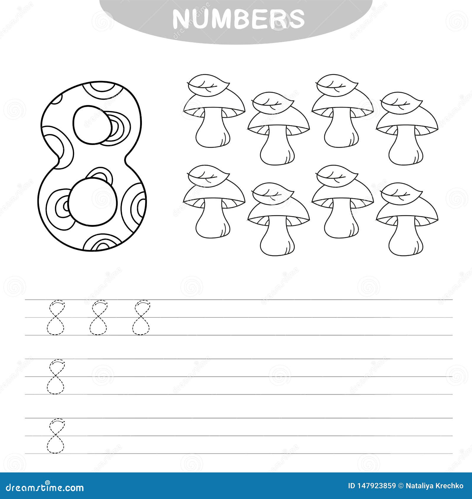 Learning numbers coloring book for preschool children stock vector