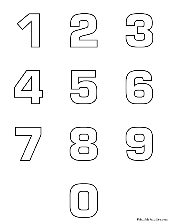 Printable number outlines