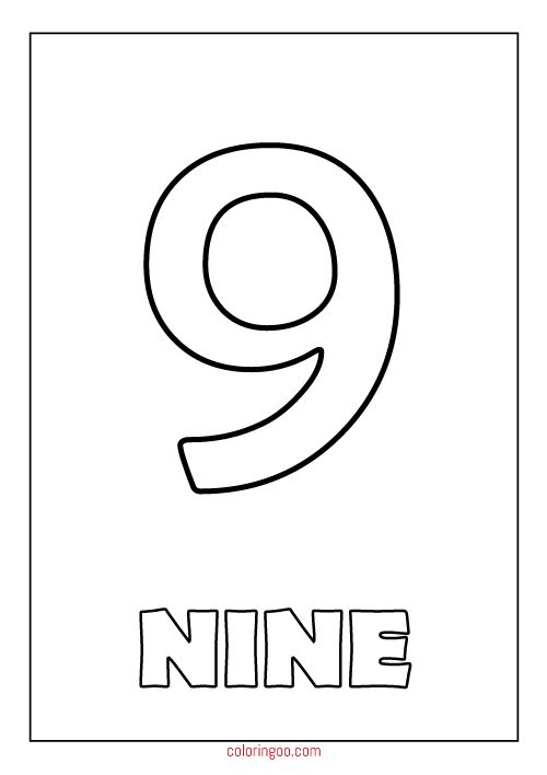 Printable number nine coloring page pdf for kids printable numbers free printable numbers coloring pages