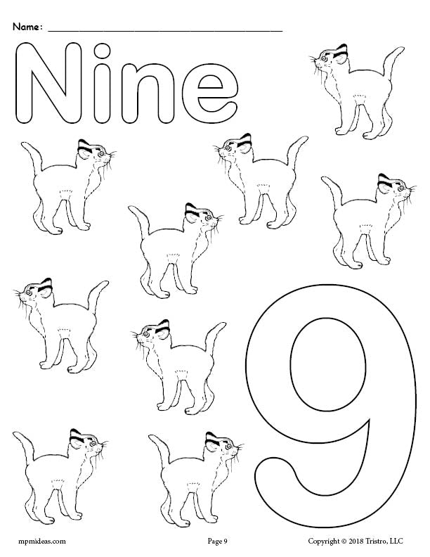 Printable animal number coloring pages