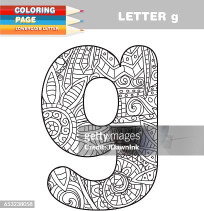 Adult coloring book lower case letters hand drawn template high