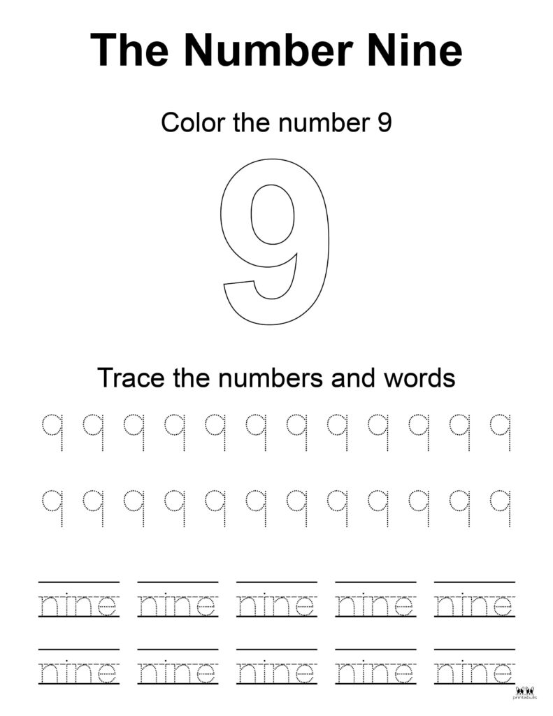 Number tracing worksheets