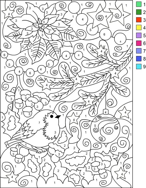 Adult color by number color by number printable free coloring pages