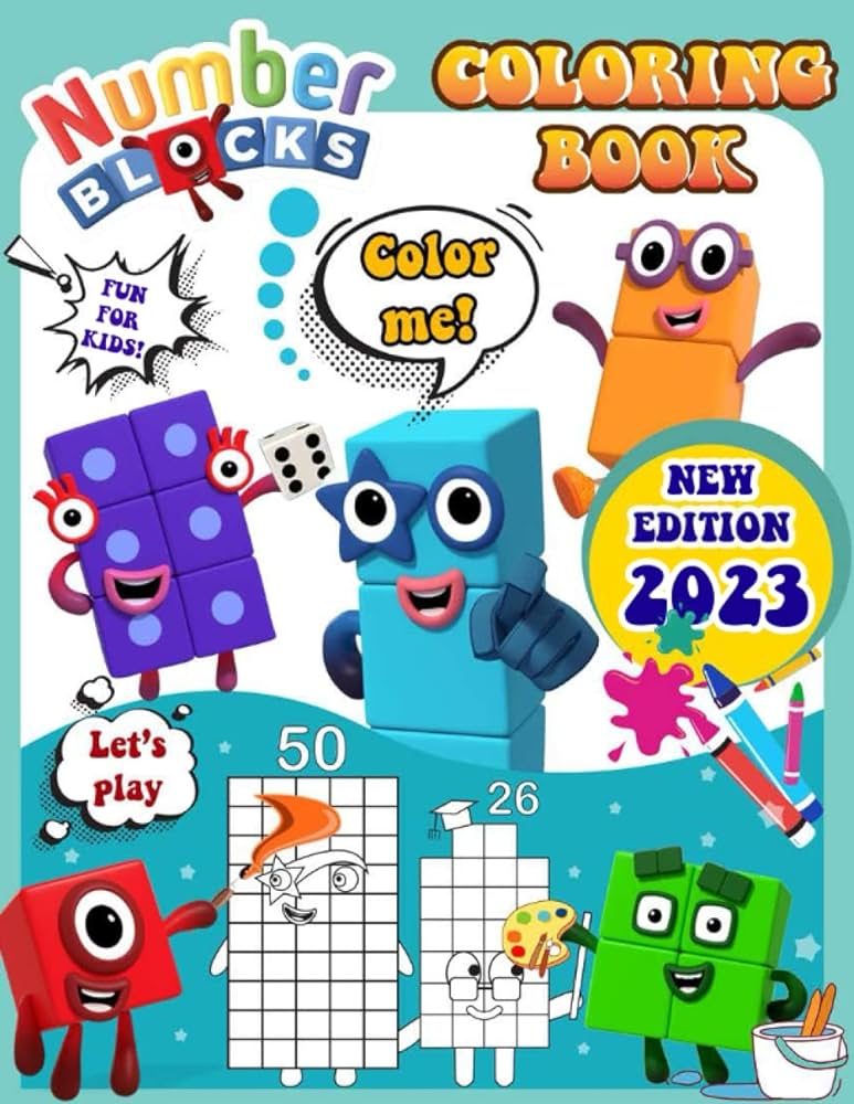 Number blocks coloring book fun easy huge coloring book for kids to years old for all ages jumbo book perfect gift for boys girls liliana zatarays book books