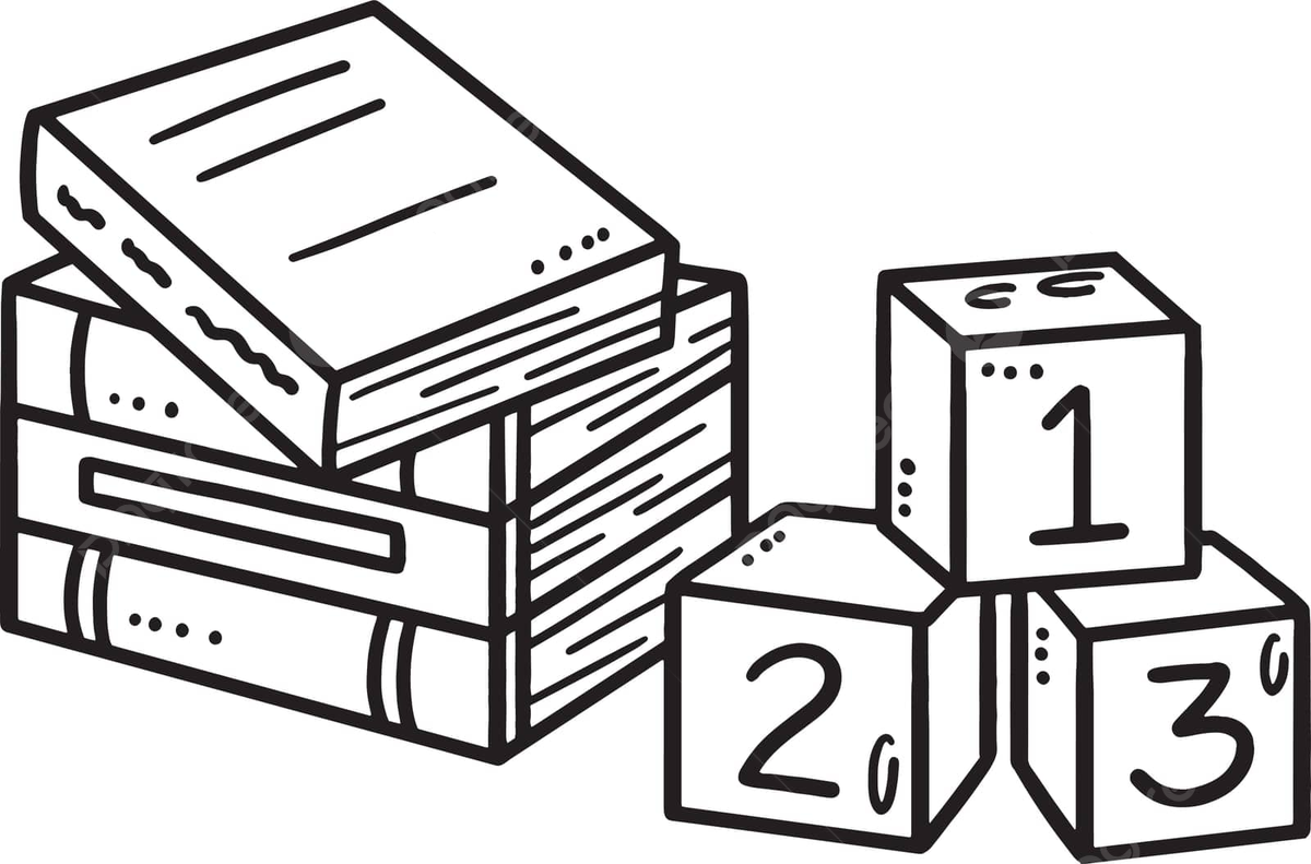 Books and number block isolated coloring page learning coloring coloring book vector learning coloring coloring book png and vector with transparent background for free download