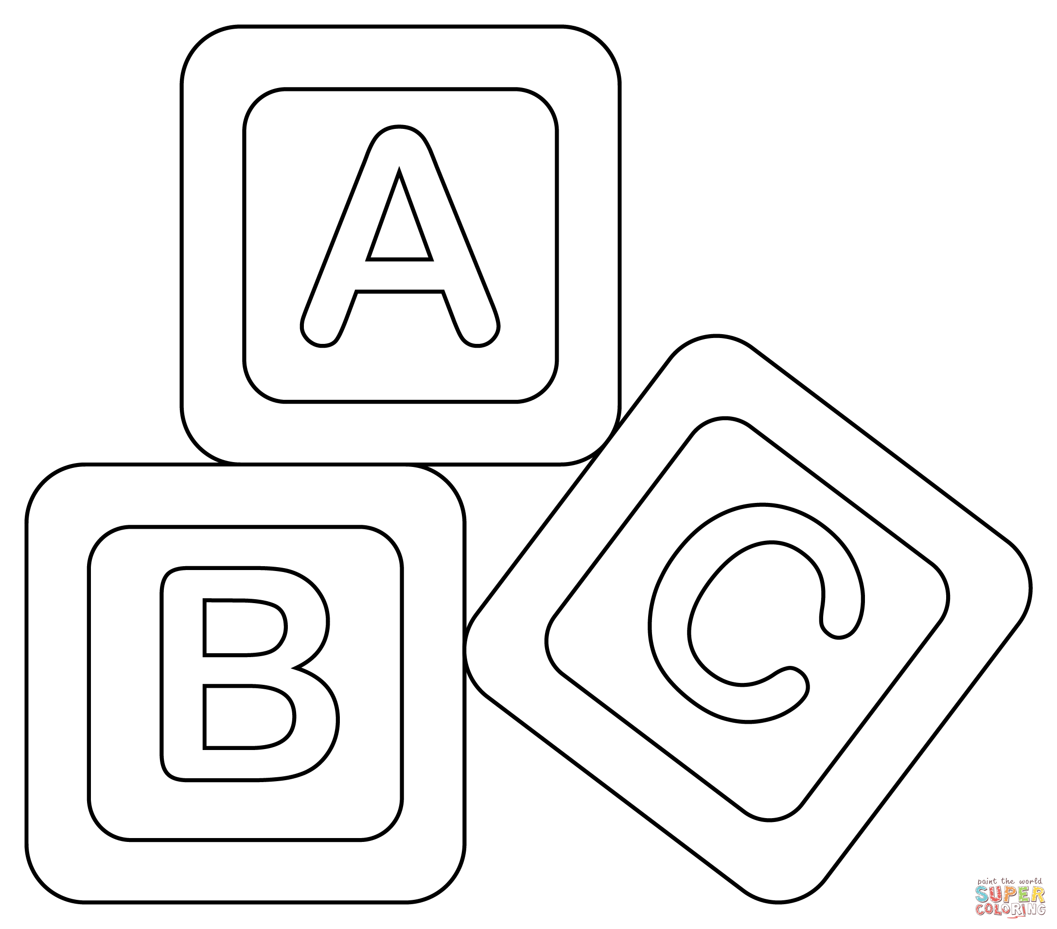 Abc blocks coloring page free printable coloring pages