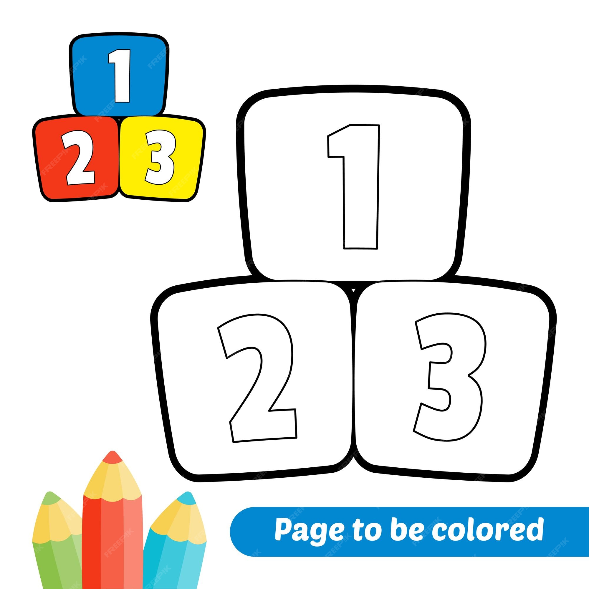 Premium vector coloring book for kids toy block with number vector