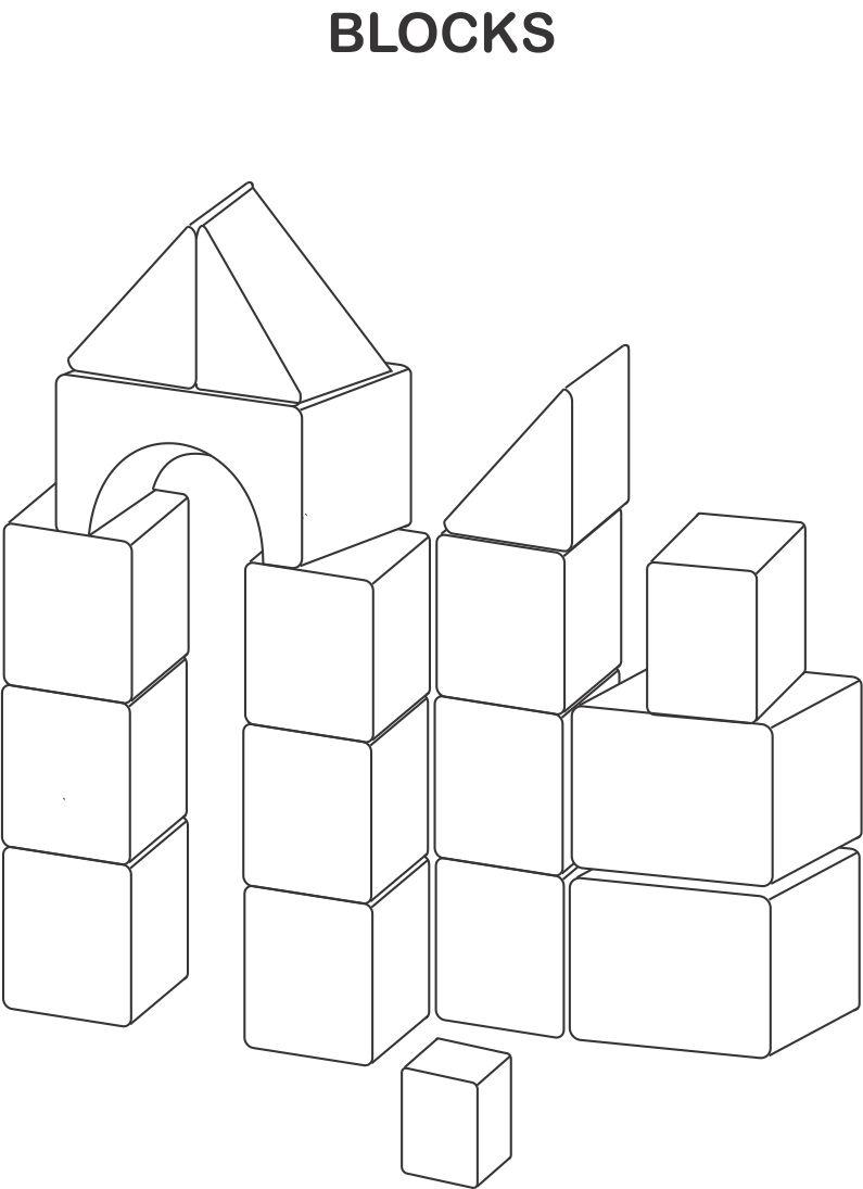 Blocks coloring printable page for kids