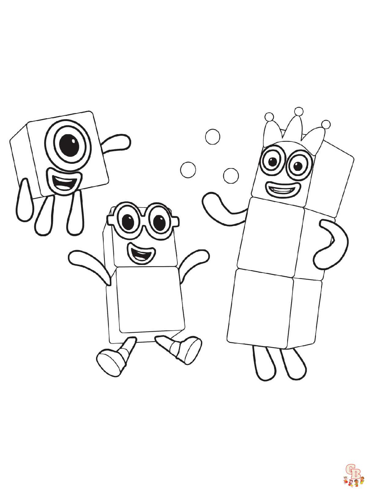 Numberblocks coloring pages easy fun for kids