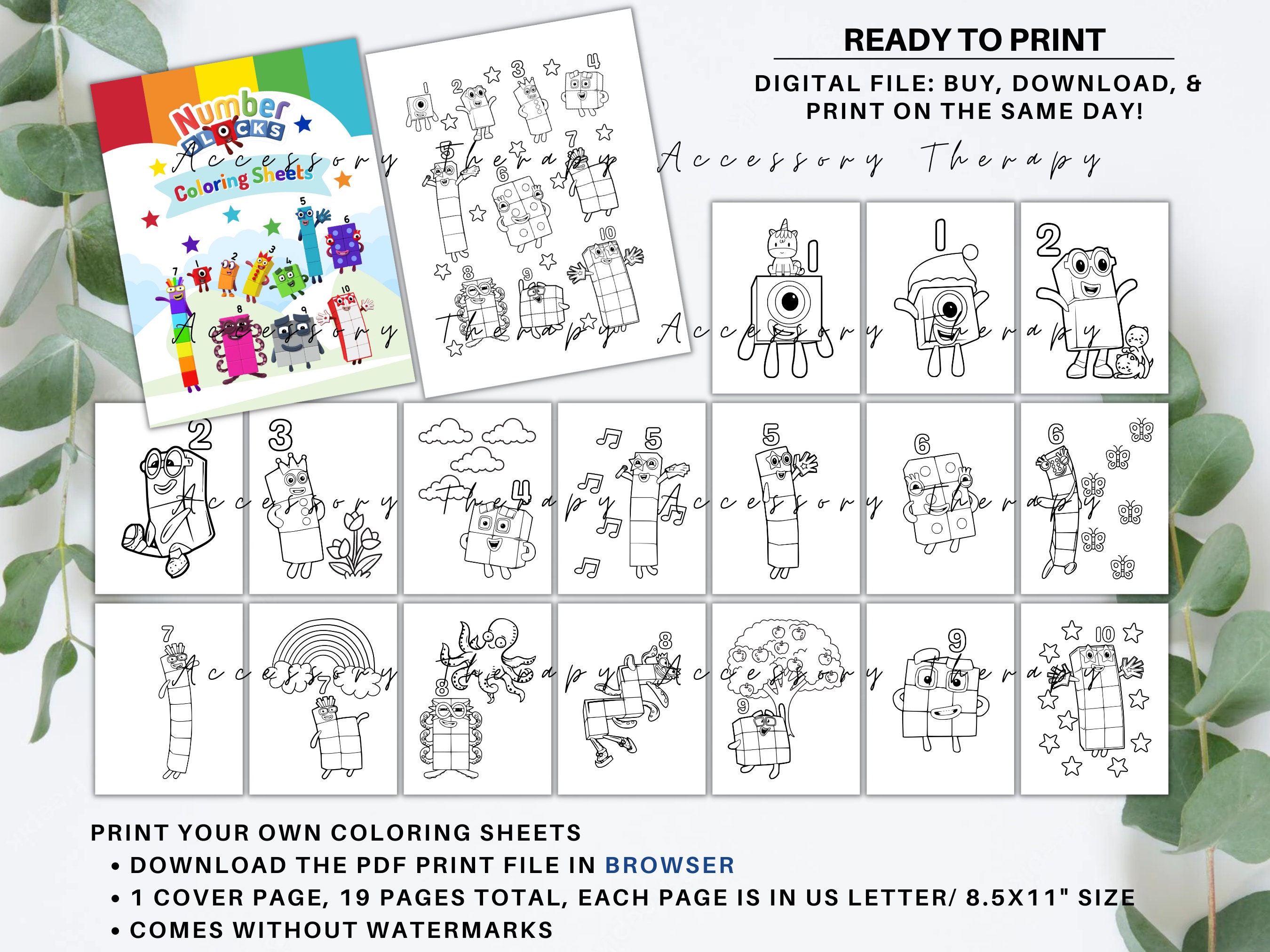 Numberblocks number blocks diy print your own coloring sheets booklet book coloring pages drawing digital download