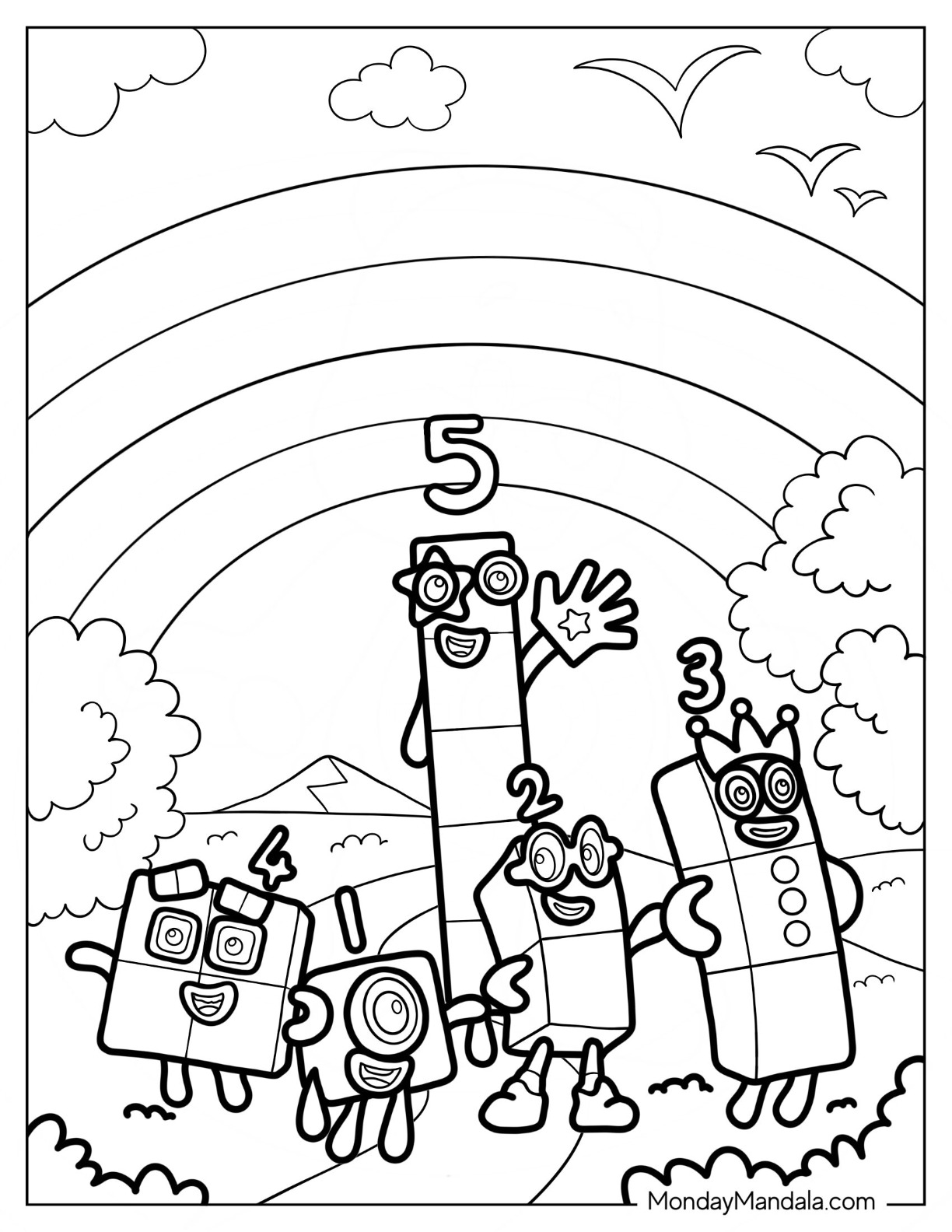 Numberblocks coloring pages free pdf printables