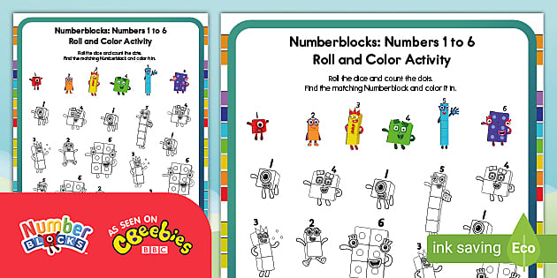 Free numberblocks roll and lor to activity