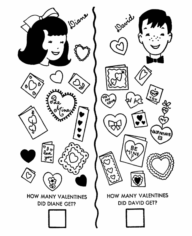 Counting activity sheets count valentine cards activity page sheet