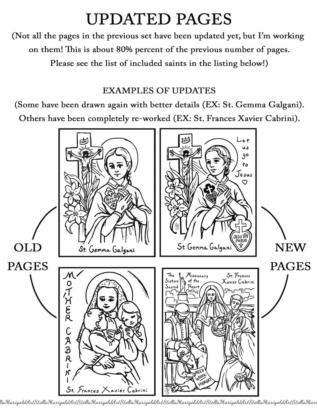 Digital download updated coloring cards of the saints saints