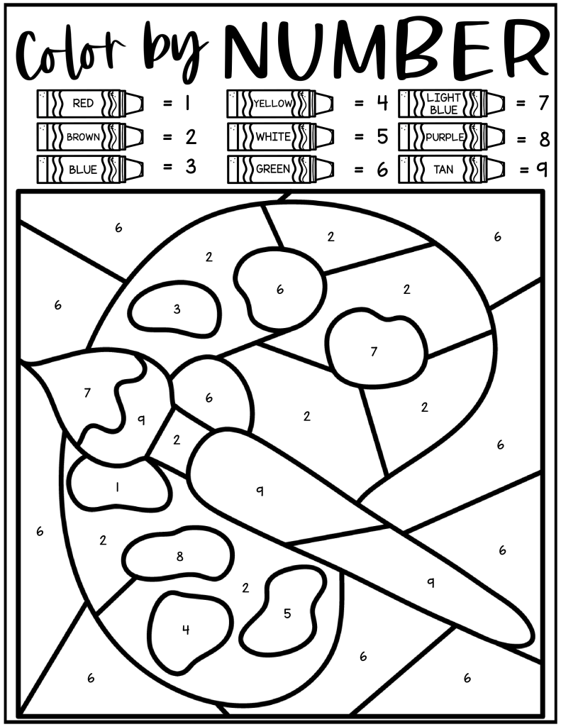 Back to school color by number coloring sheets