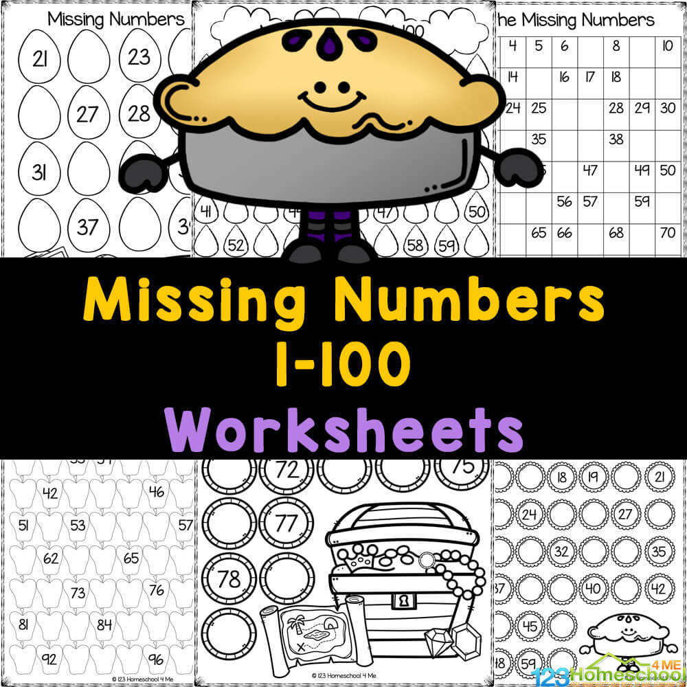 Free printable fill in the missing number worksheets