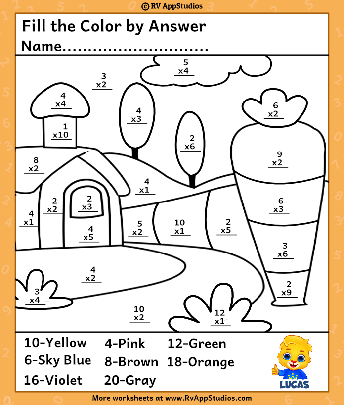 Multiplication coloring worksheets color by number