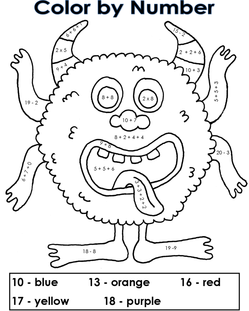 Free printable color by number coloring pages