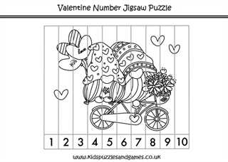 Valentine louring number jigsaw puzzle