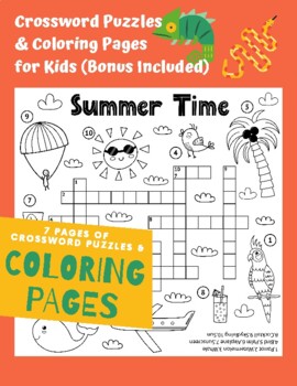 Crossword puzzles coloring pages for kids bonus included tpt