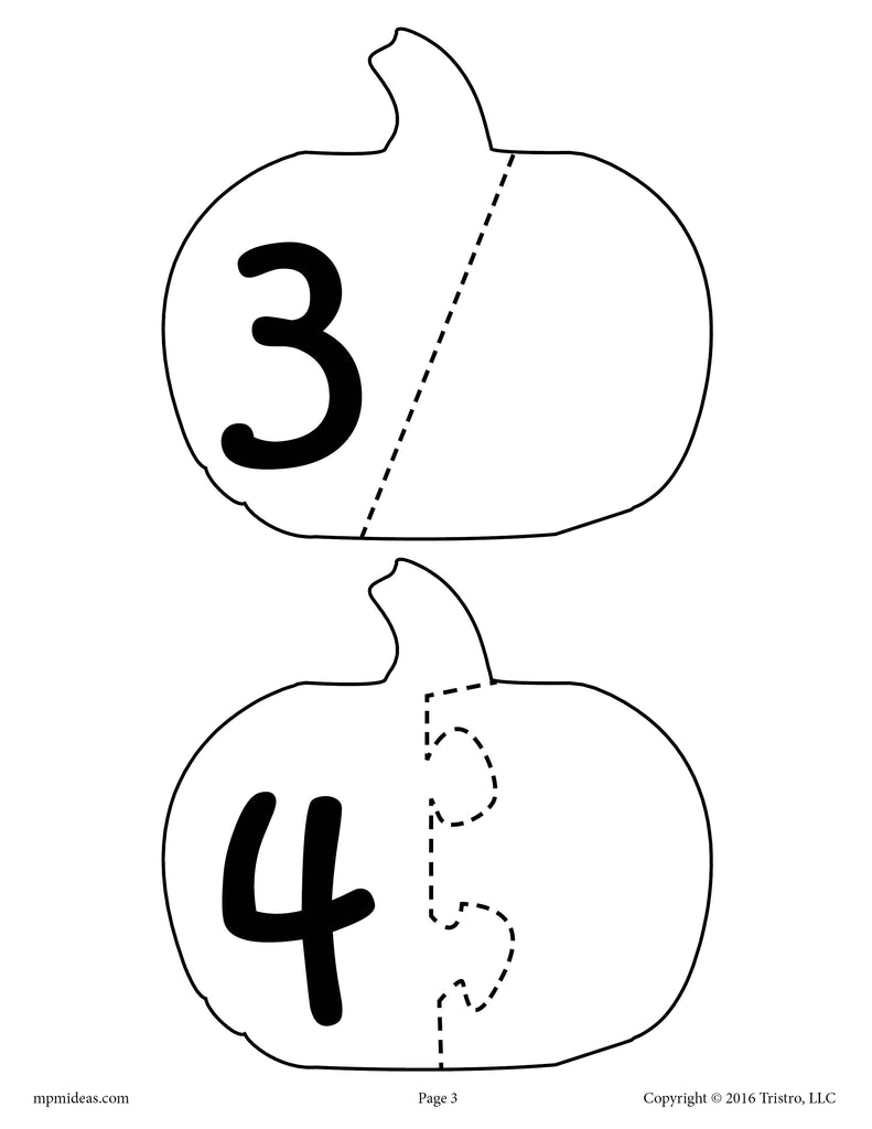 Pumpkin seed number puzzles printable worksheets â