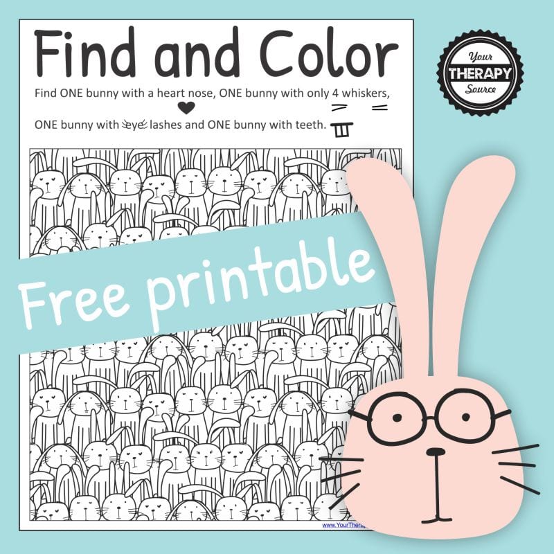 Cute bunny coloring page and puzzle