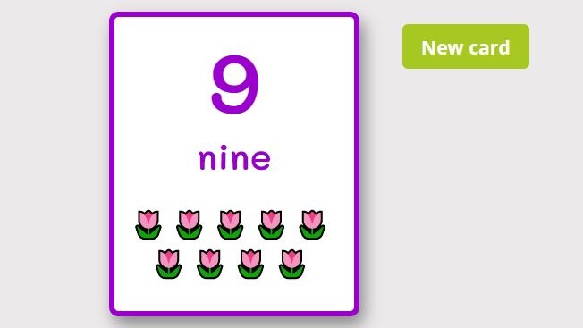 Online number flashcards