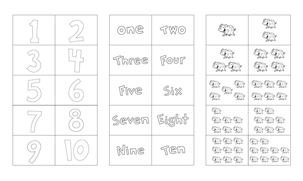 Number flash cards printable