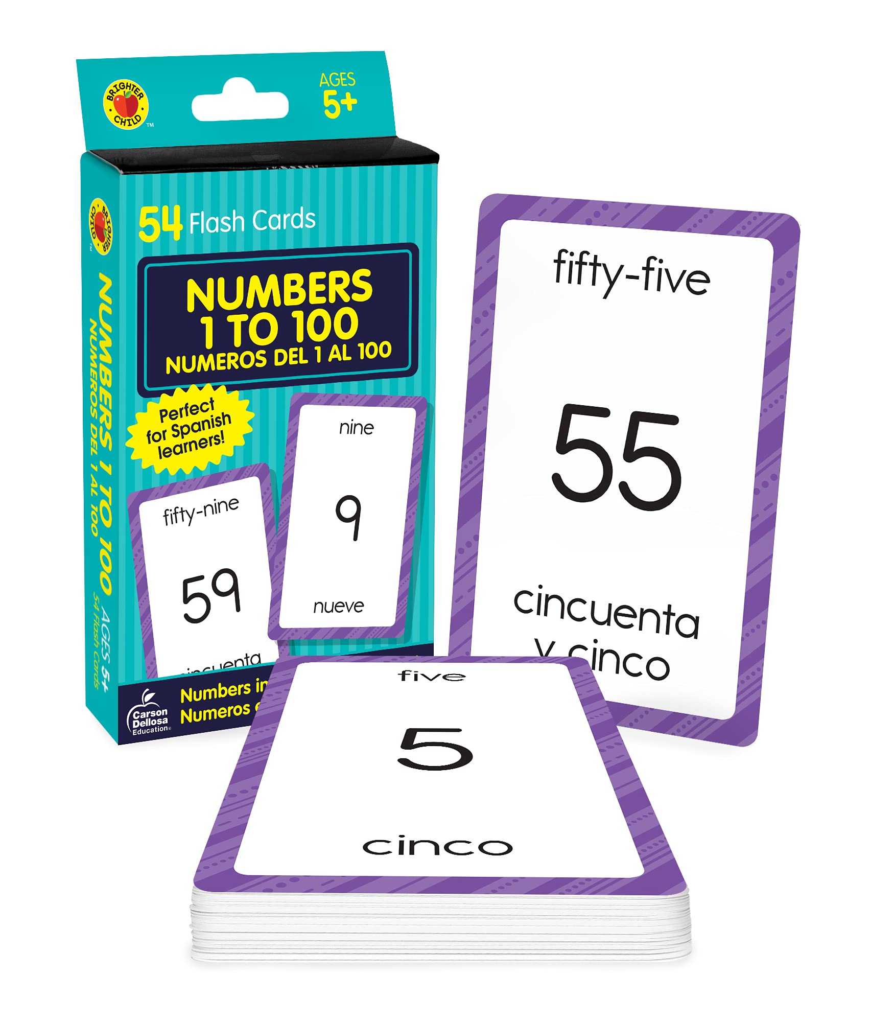Numbers to numeros del al flash cards brighter child toys games
