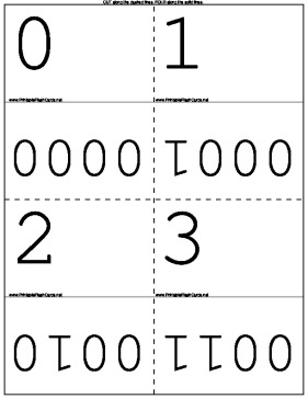 Binary numbers flash cards