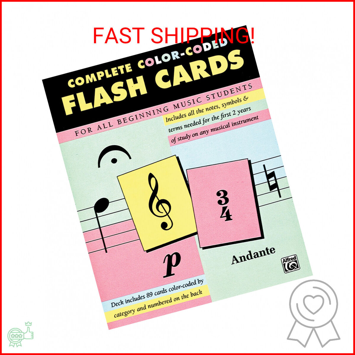 Plete color coded flash cards for all beginning music students