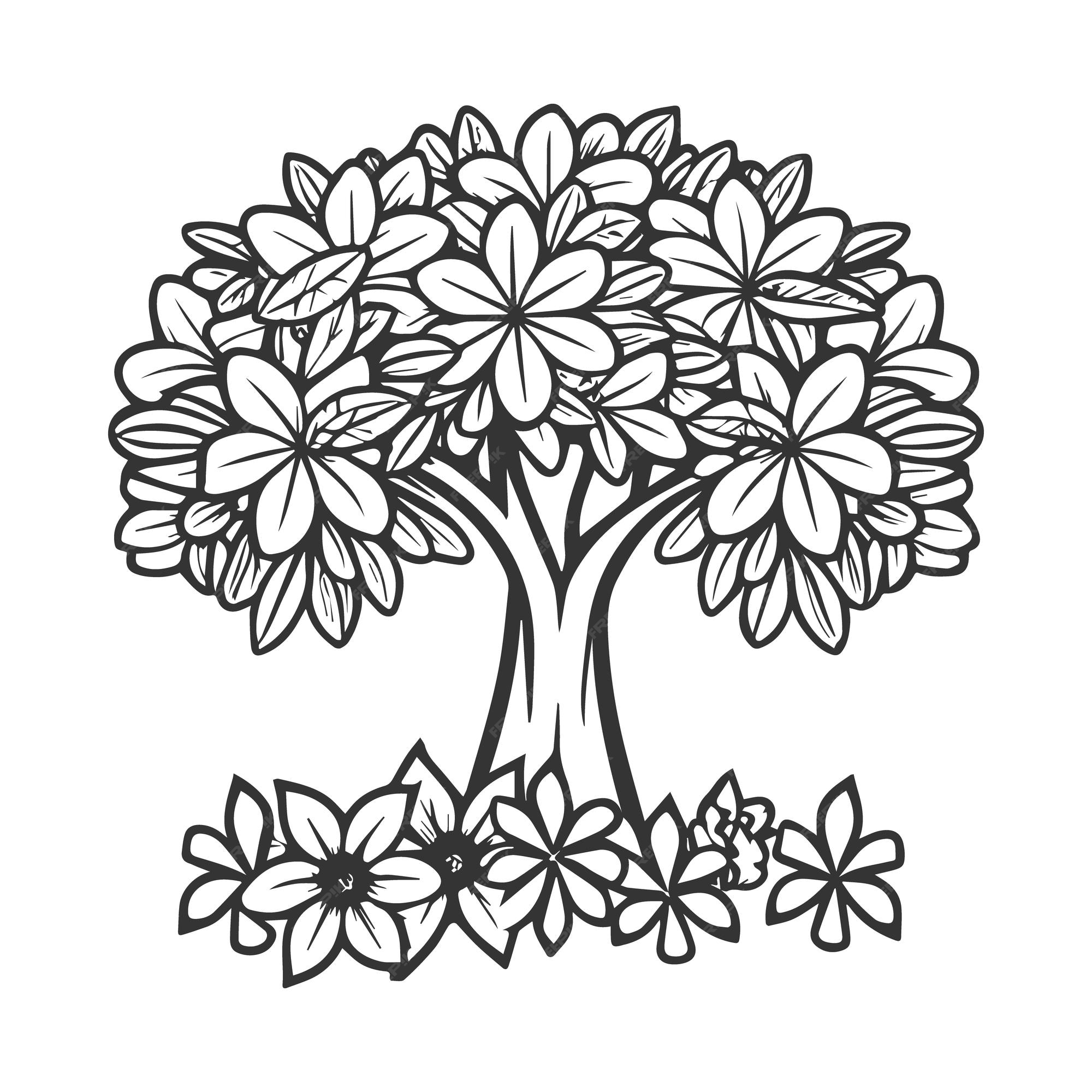 Premium vector flower coloring page vector flower line art white background cute flowers printable coloring page