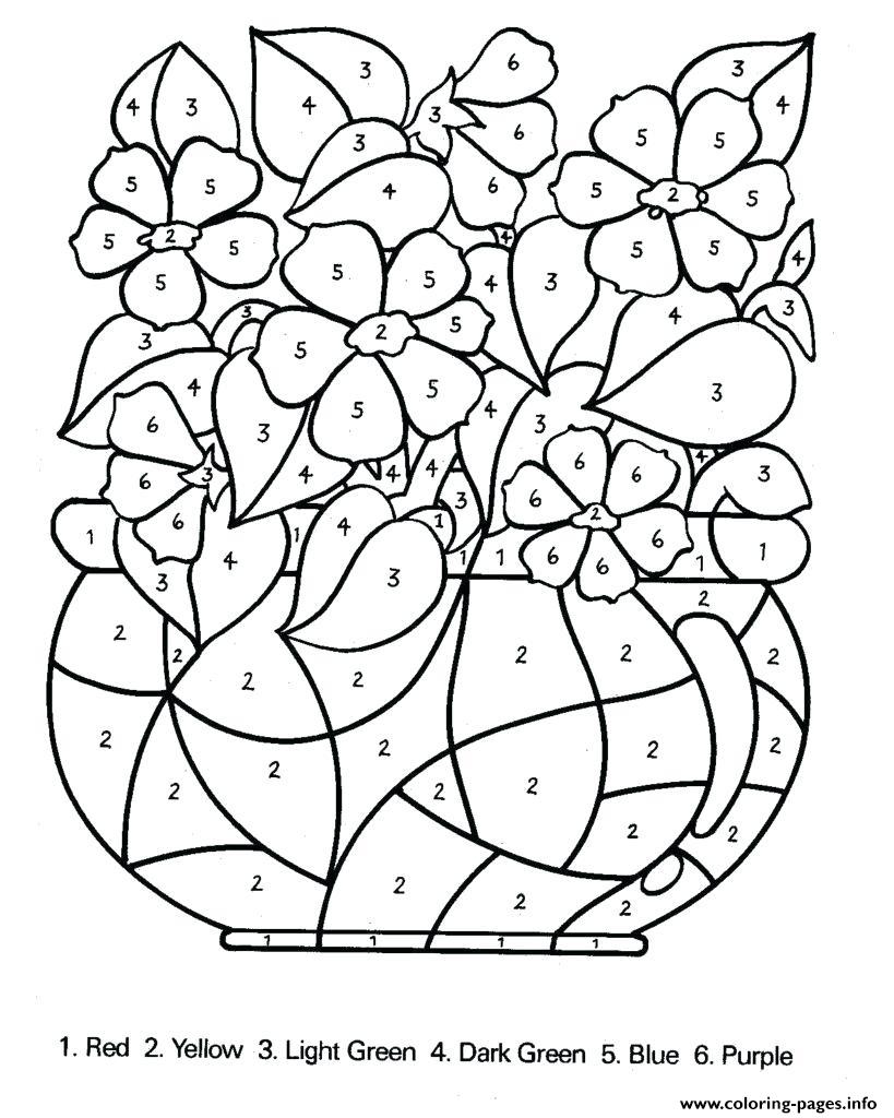 Color by number difficult in for adults coloring page printable