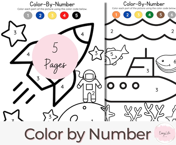 Color by number kids preschool prek worksheets homeschool printable coloring coloring page learning activities toddler pdf