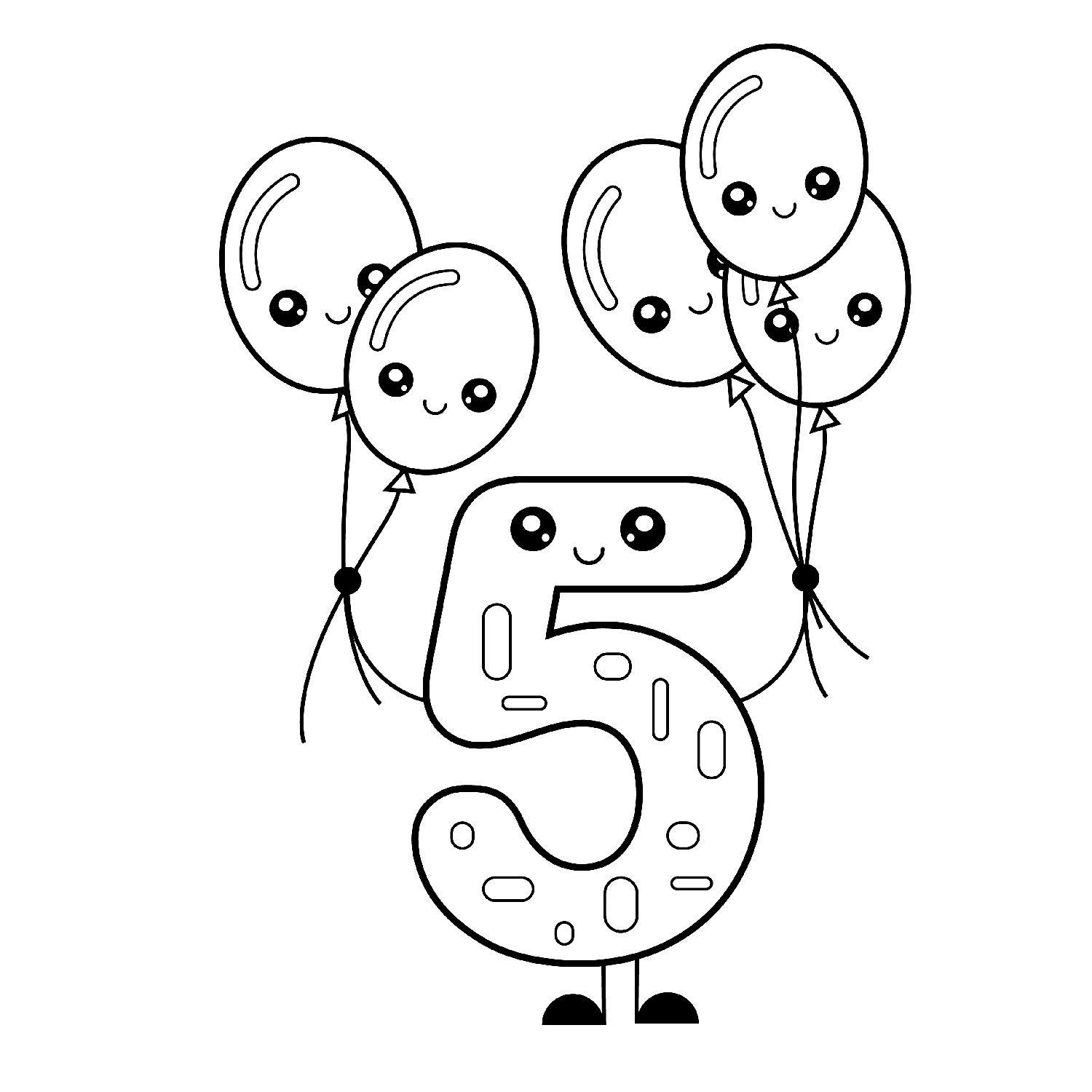 Kawaii holding balloons learn numbers