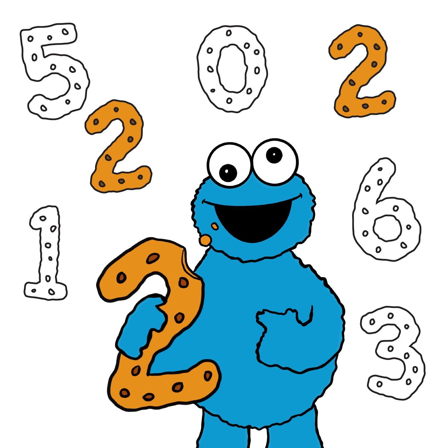 Cookie monster numbers free preschool coloring pages